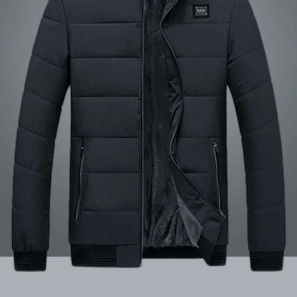 Black Mens Thermal Puffer Jacket - Picture 2 of 5